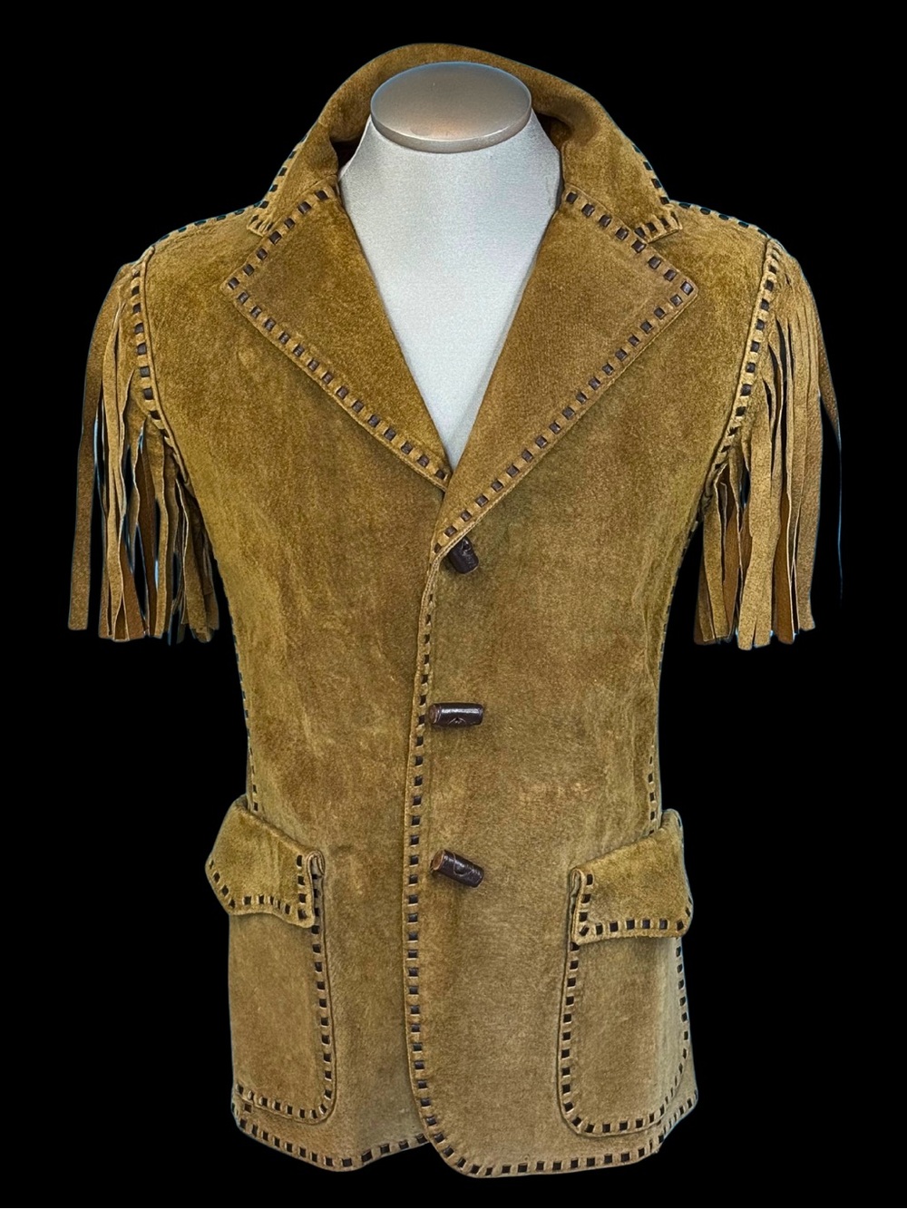 1970s FRINGE SUEDE Western Hippie Festival Vest / Mens S Womens M